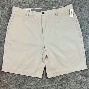 Amazon Essentials Chino Shorts Mens 38 Khaki Flat Front Cotton Twill Classic NEW